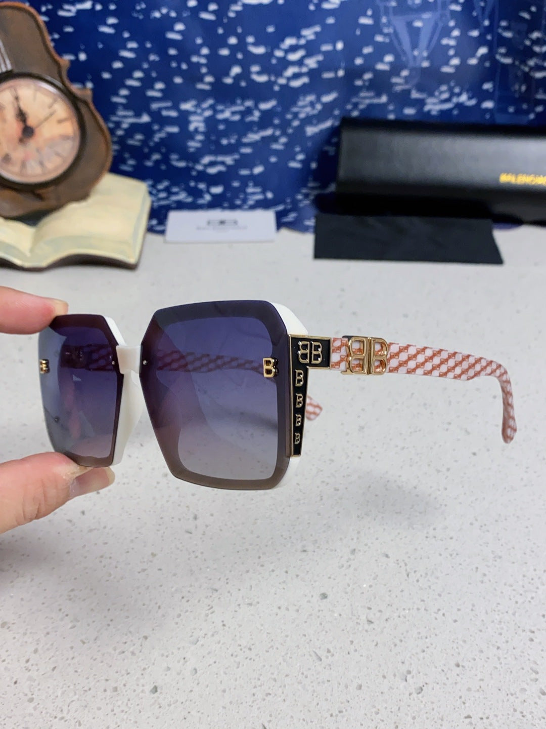 Balenciaga Square Blue Lens Sunglasses for Men & Women - 416114 - detail image 6