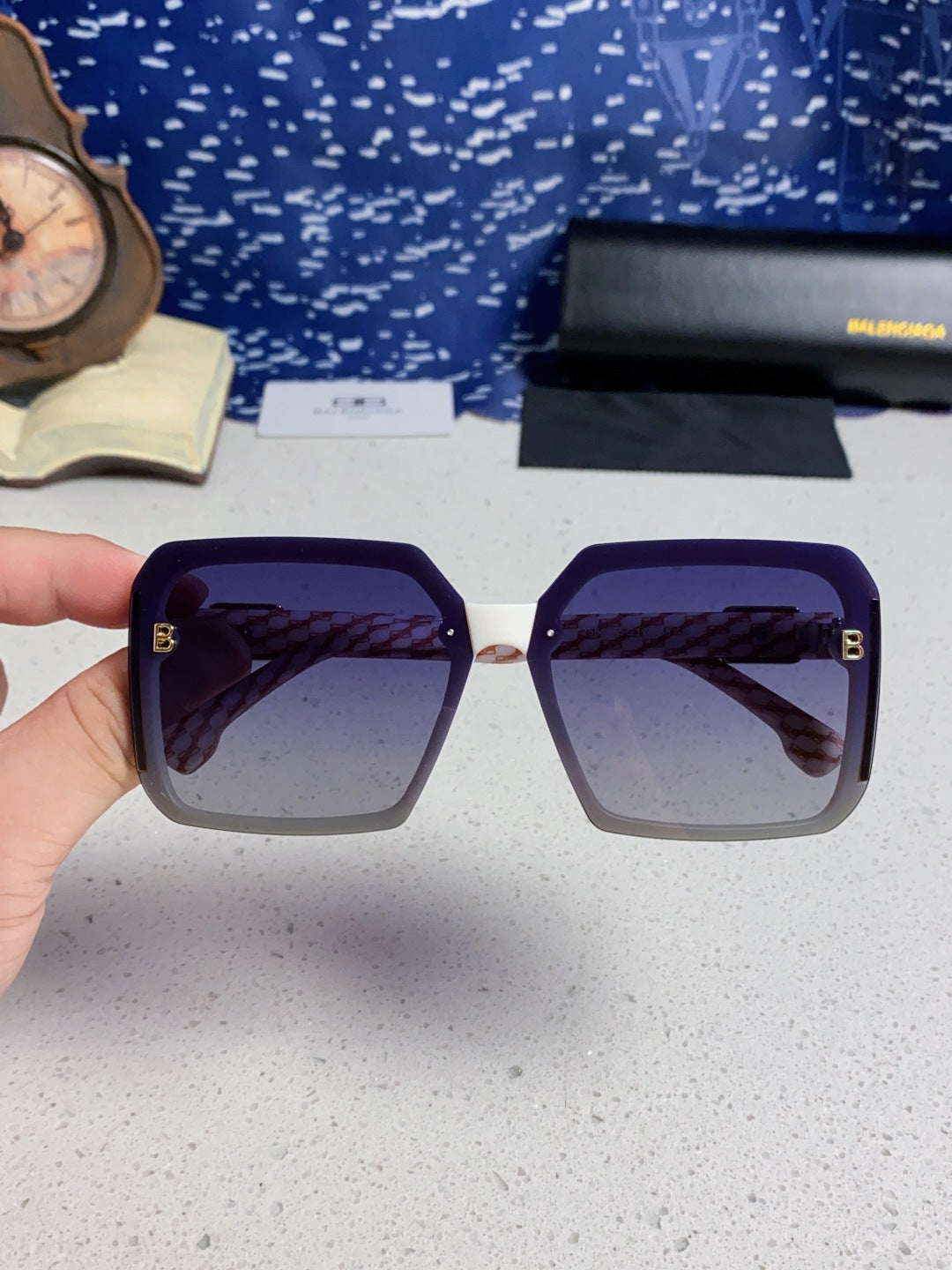 Balenciaga Square Blue Lens Sunglasses for Men & Women - 416114 - detail image 4