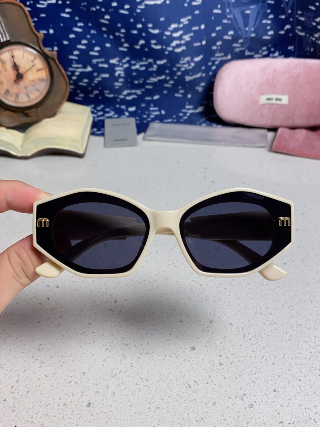 Miu Miu Cat-Eye Blue Lens Sunglasses for Women - 487571 - detail image 4