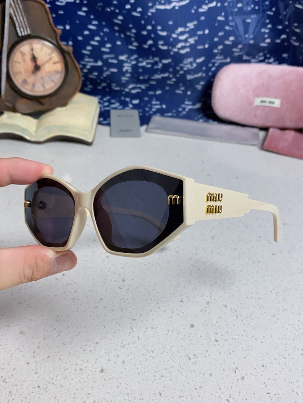 Miu Miu Cat-Eye Blue Lens Sunglasses for Women - 487571 - detail image 6