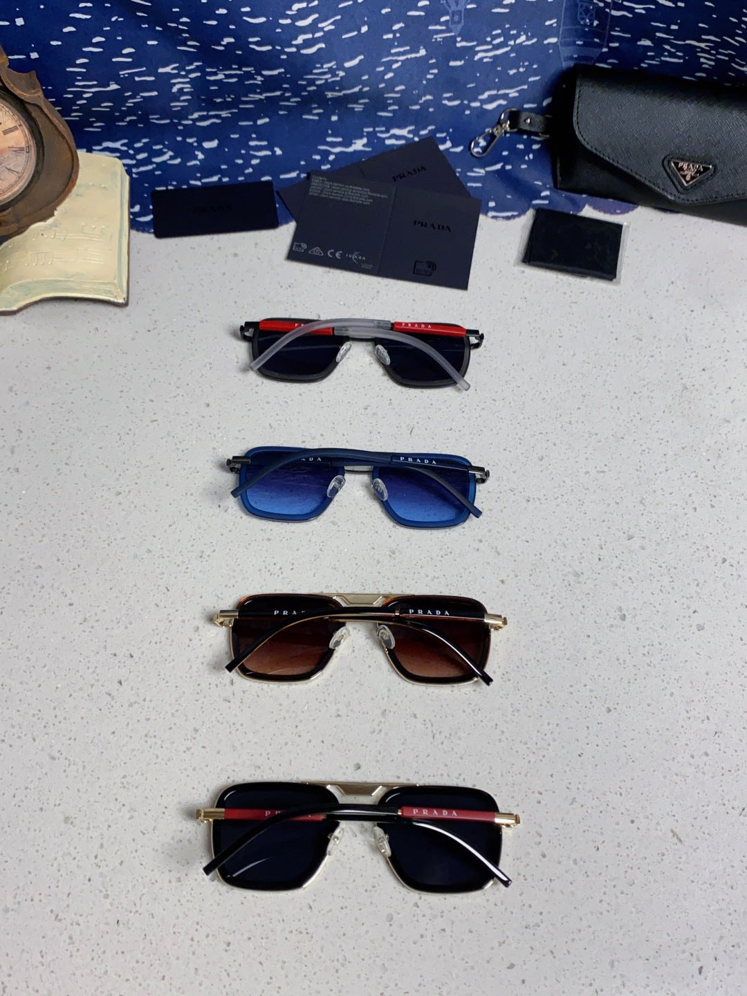 Prada Metal Square Red Lens Sunglasses for Men & Women - 358405 - detail image 11
