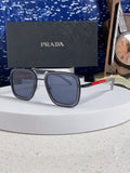 Prada Metal Square Blue Lens Sunglasses for Men & Women - 358403
