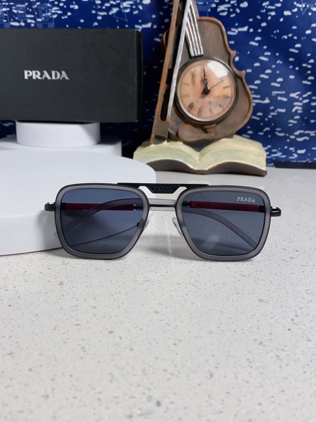Prada Metal Square Blue Lens Sunglasses for Men & Women - 358403 - detail image 9