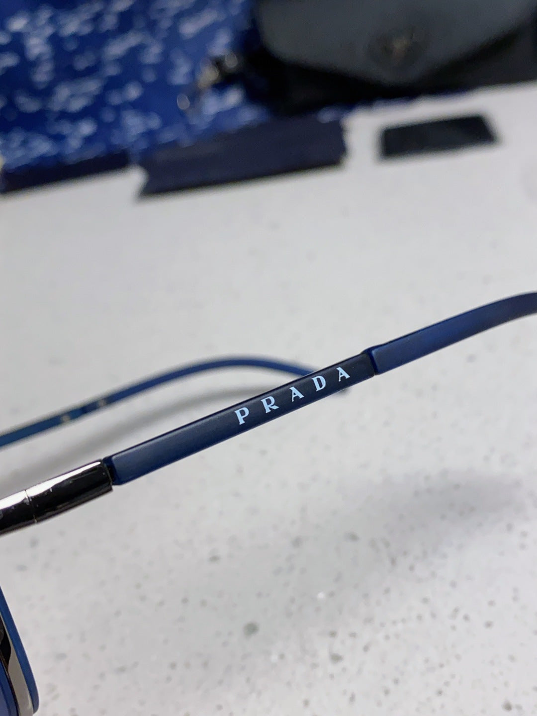 Prada Metal Square Blue Lens Sunglasses for Men & Women - 358404 - detail image 7