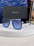 Prada Metal Square Blue Lens Sunglasses for Men & Women - 358404
