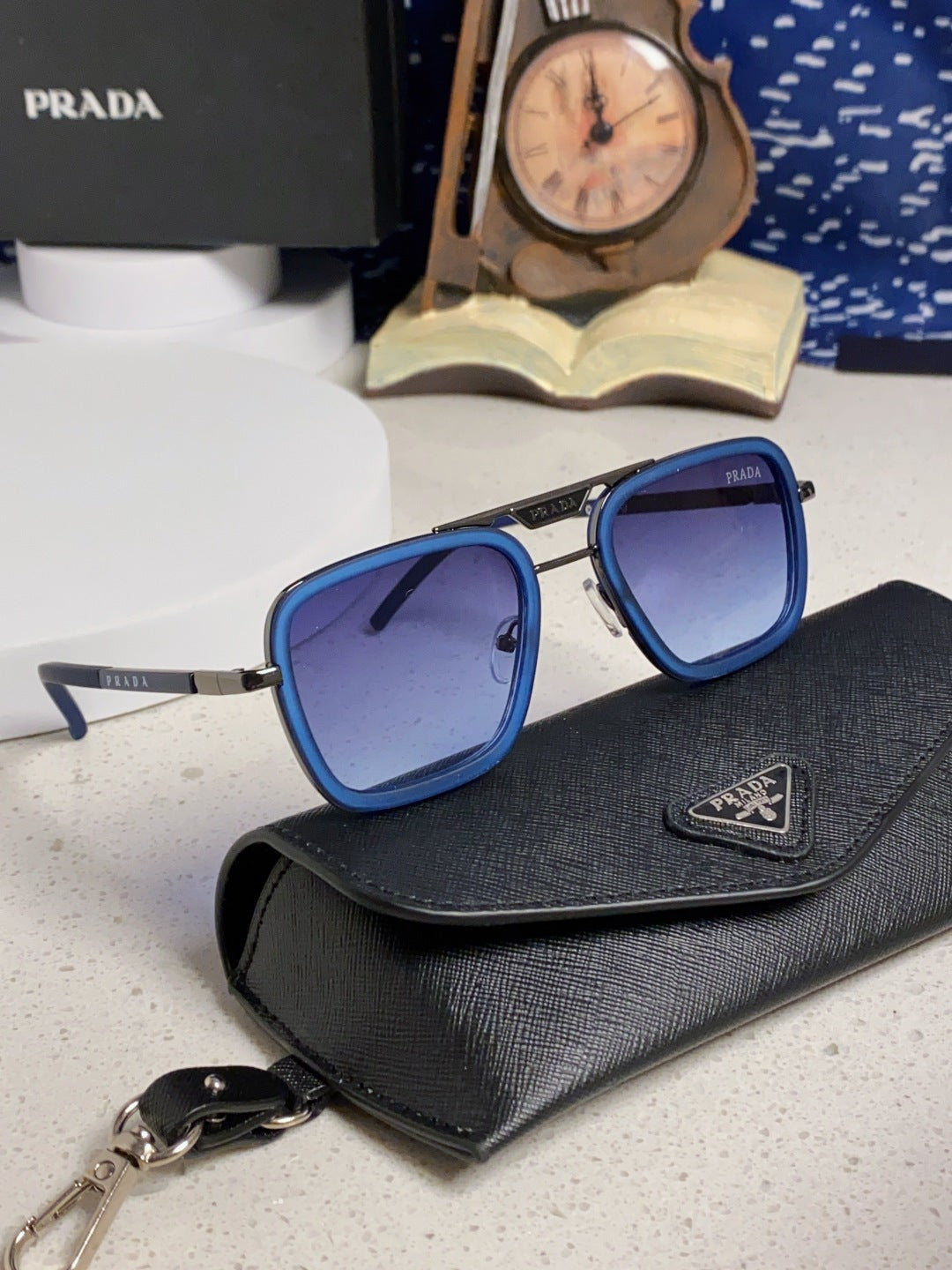 Prada Metal Square Blue Lens Sunglasses for Men & Women - 358404 - detail image 10