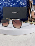 Prada Metal Square Red Lens Sunglasses for Men & Women - 358405