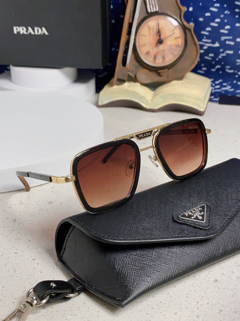 Prada Metal Square Red Lens Sunglasses for Men & Women - 358405 - detail image 10