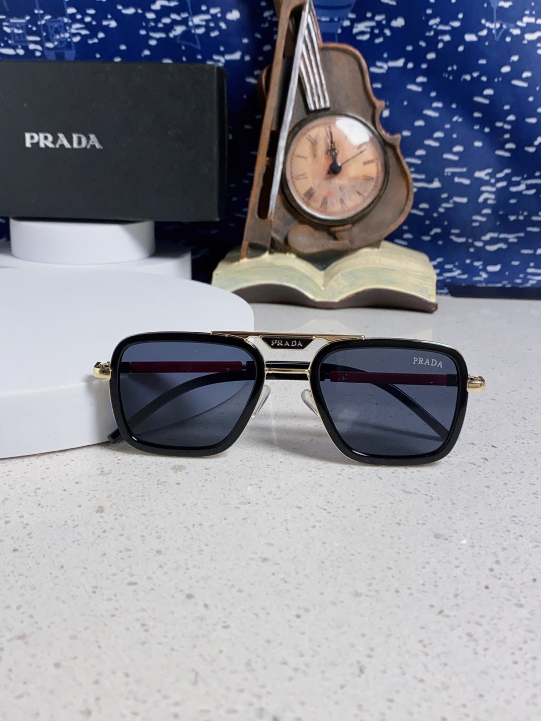 Prada Metal Square Blue Lens Sunglasses for Men & Women - 358406 - detail image 9