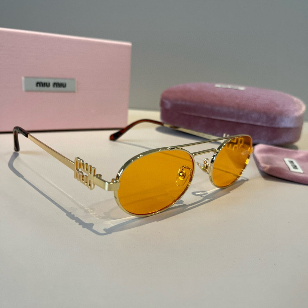 Miu Miu Metal Fashion Orange Lens Sunglasses for Men & Women - 382976