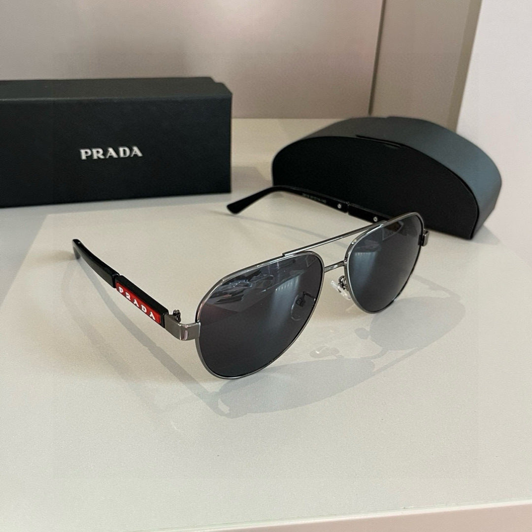 Prada Polarized Fashion Silver Lens Sunglasses for Men - 372101