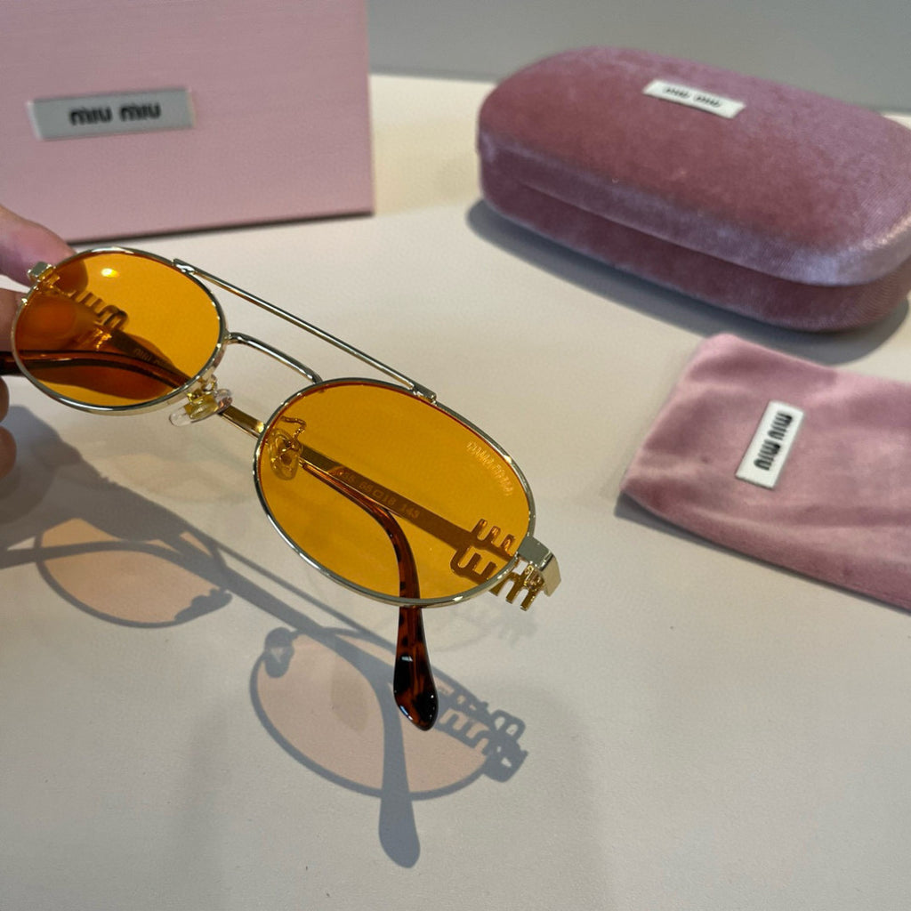 Miu Miu Metal Fashion Orange Lens Sunglasses for Men & Women - detail image 5
