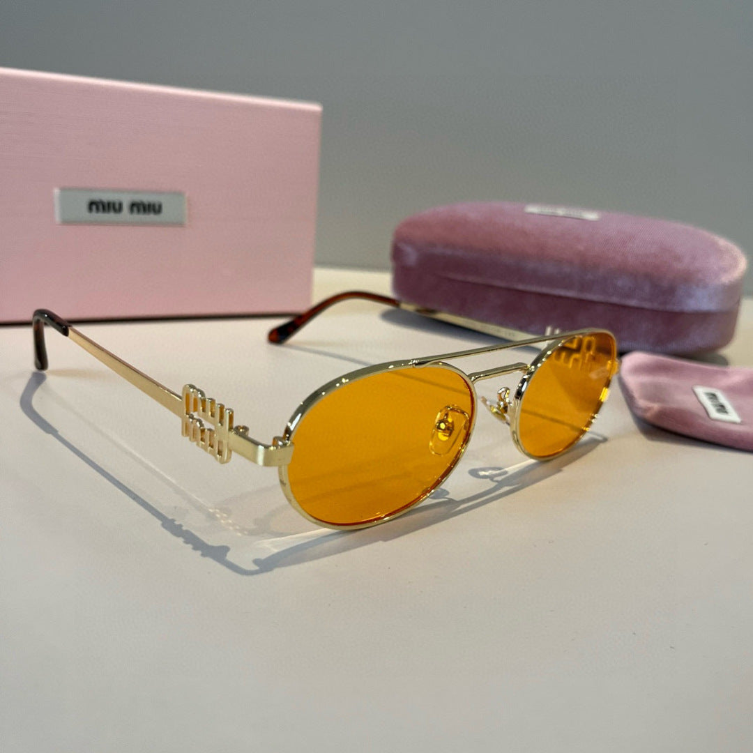 Miu Miu Metal Fashion Orange Lens Sunglasses for Men & Women