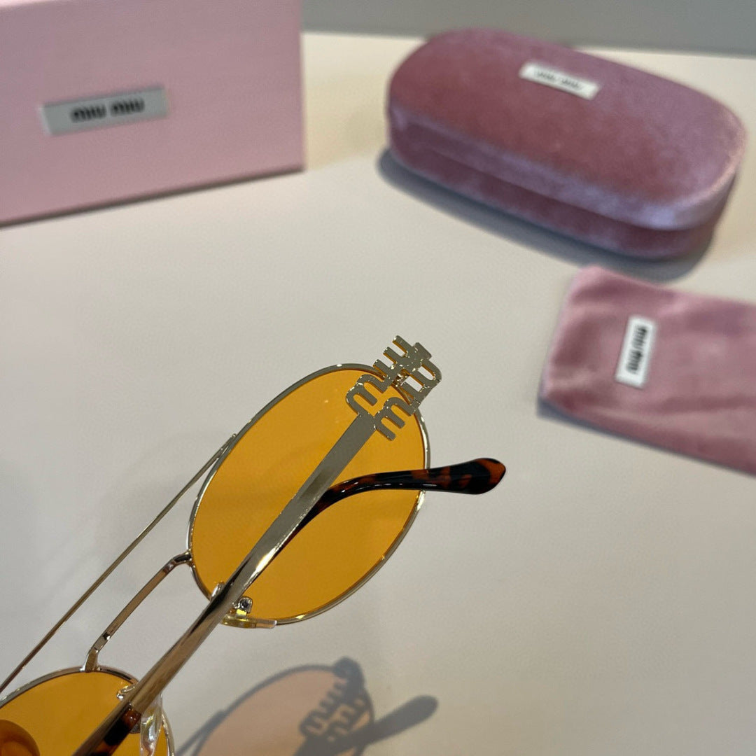 Miu Miu Metal Fashion Orange Lens Sunglasses for Men & Women - detail image 7