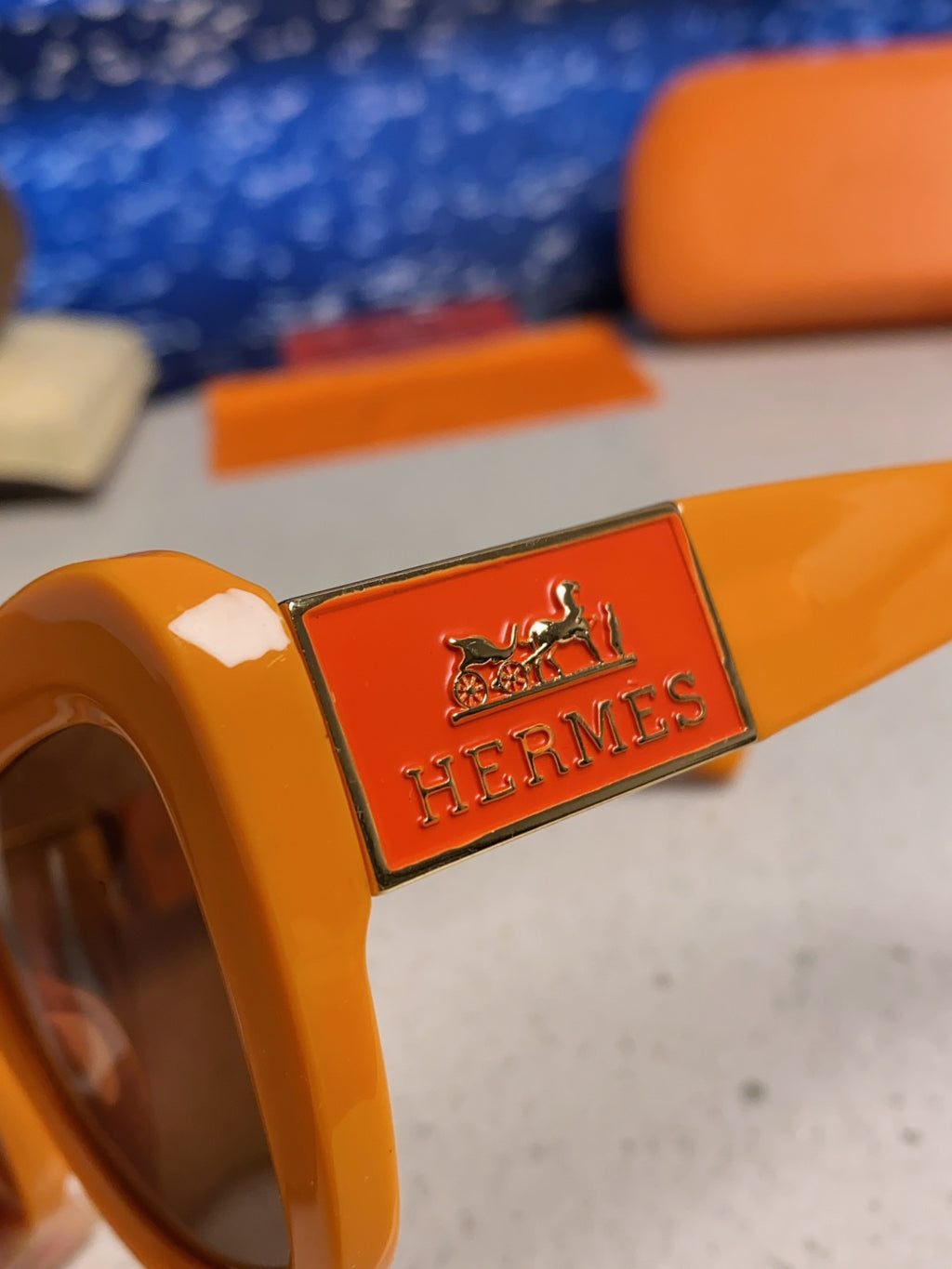 Hermès Cat-Eye Orange Lens Sunglasses for Men & Women - 358937 - detail image 7