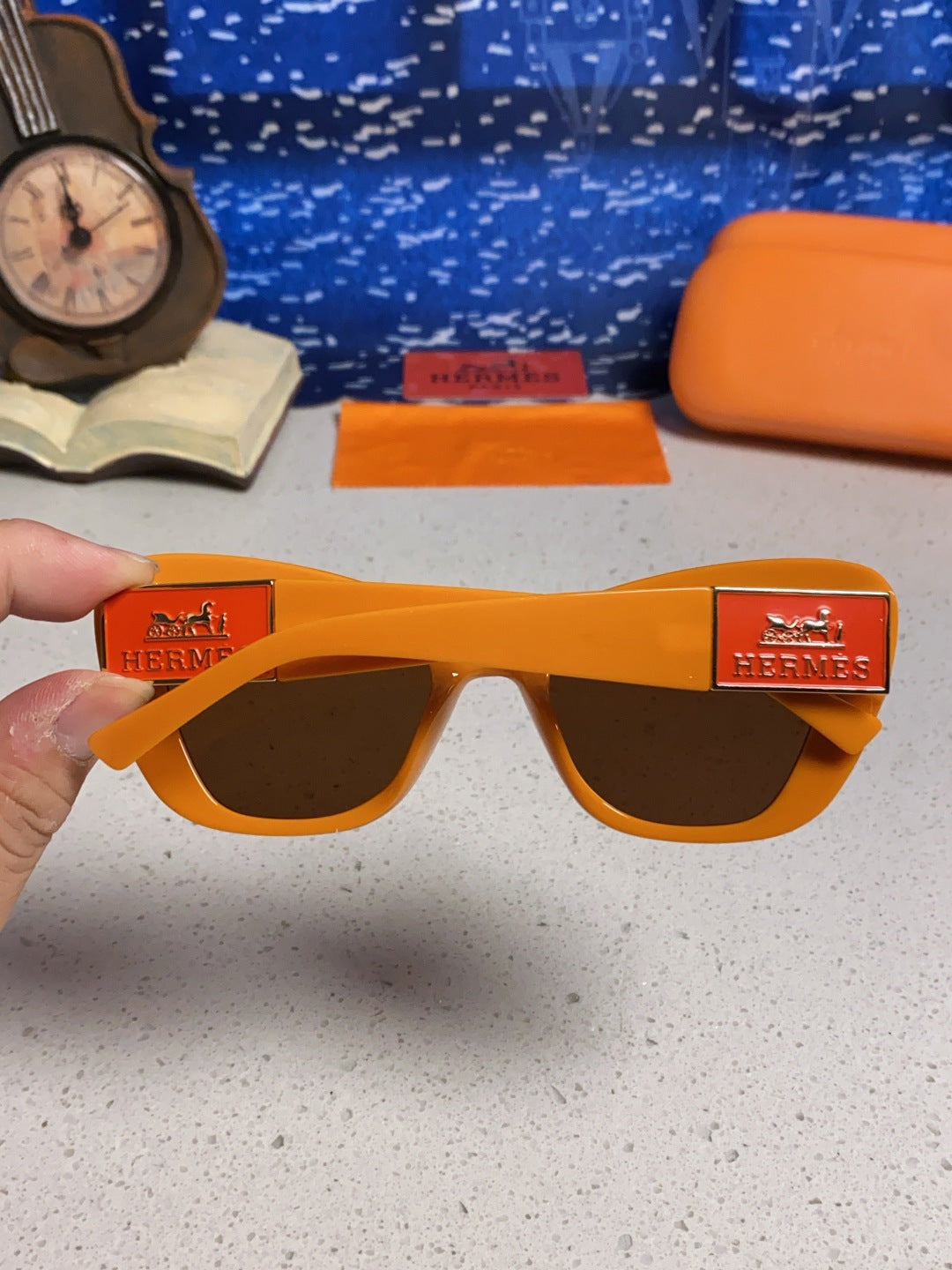 Hermès Cat-Eye Orange Lens Sunglasses for Men & Women - detail image 5