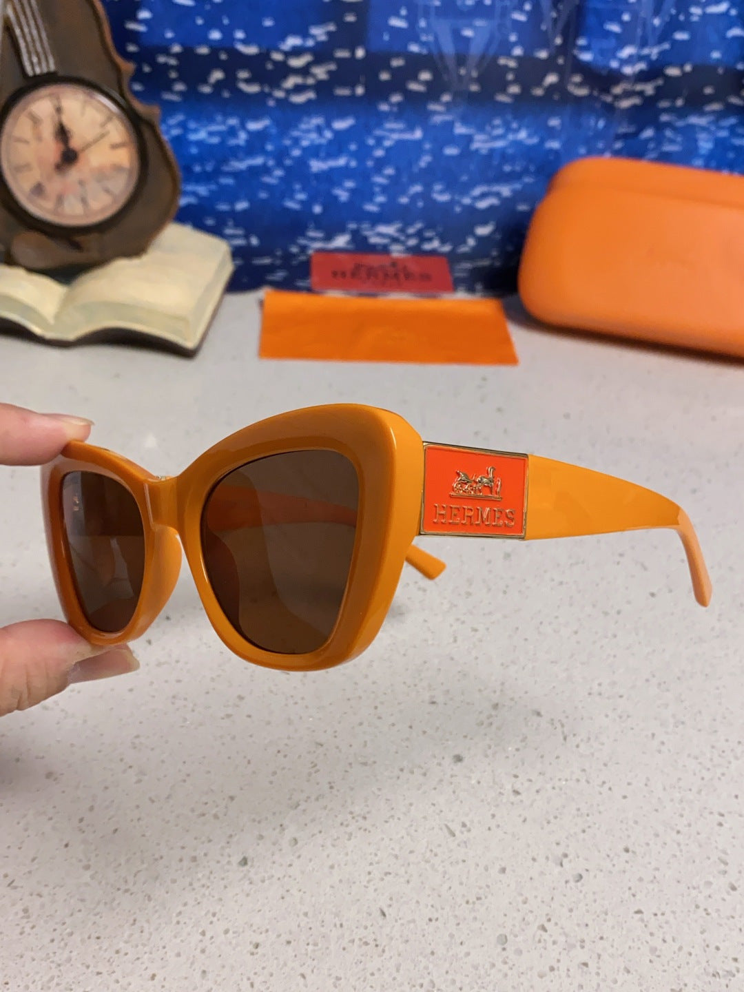 Hermès Cat-Eye Orange Lens Sunglasses for Men & Women - detail image 6