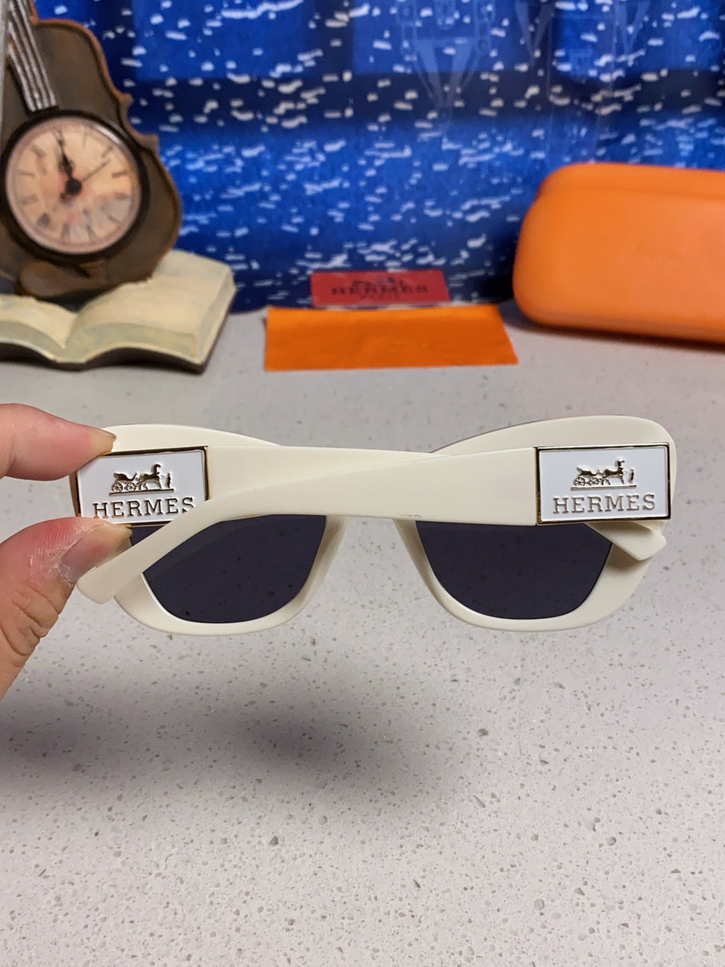Hermès Cat-Eye Silver Lens Sunglasses for Men & Women - 488105 - detail image 5