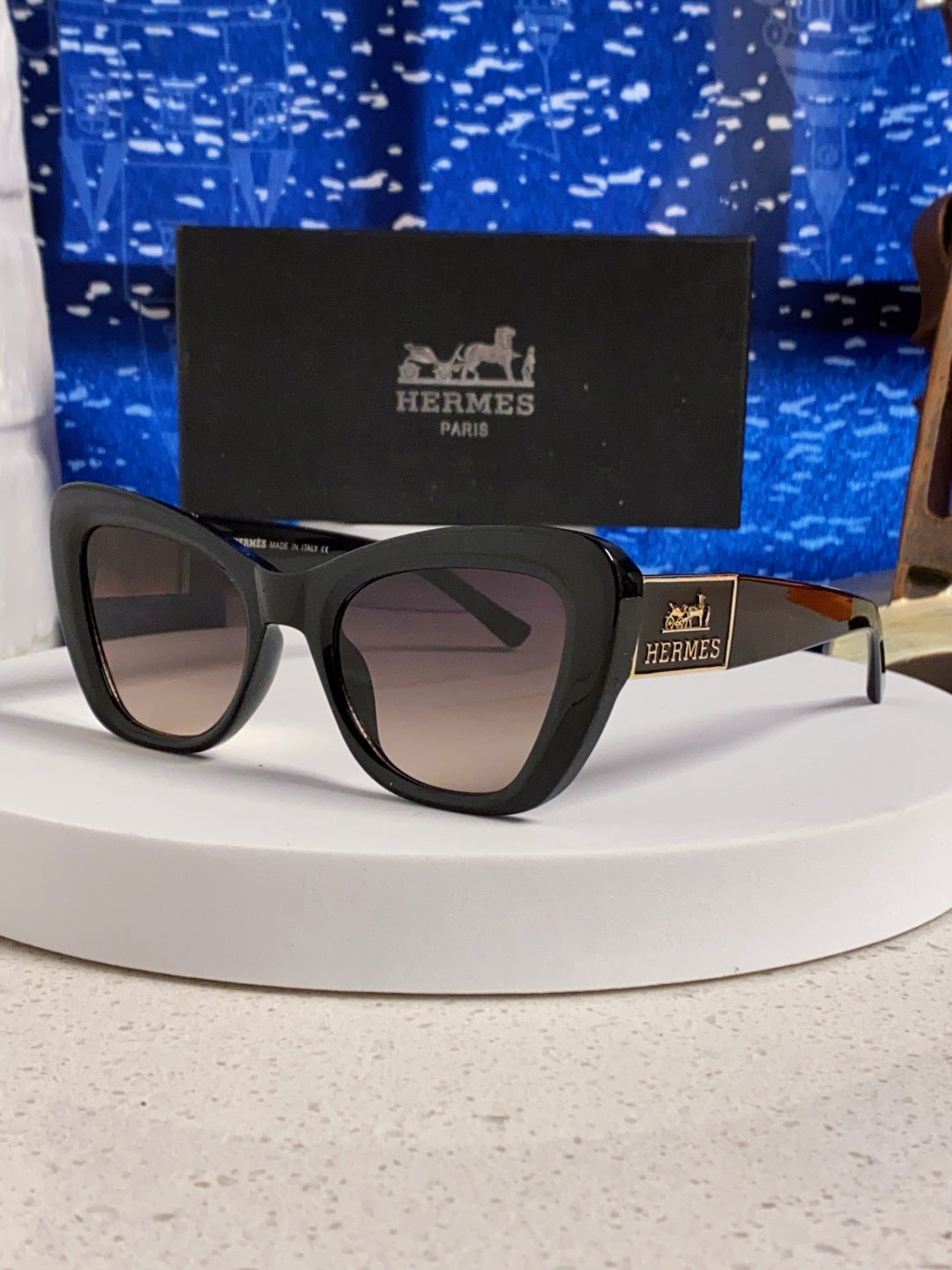Hermès Cat-Eye Silver Lens Sunglasses for Men & Women