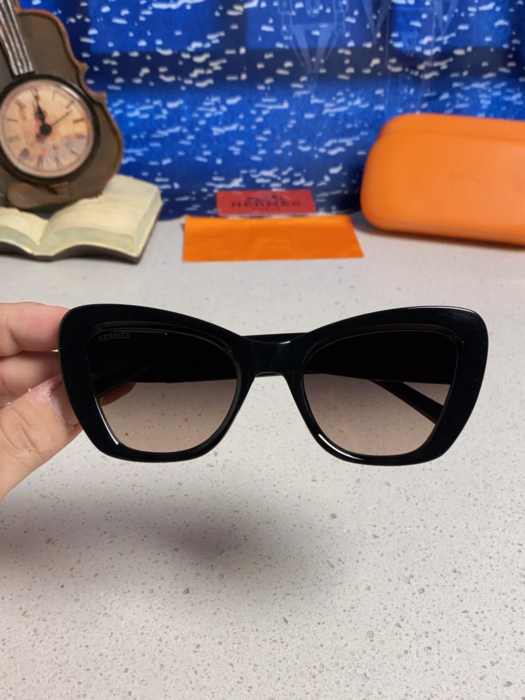 Hermès Cat-Eye Silver Lens Sunglasses for Men & Women - detail image 4