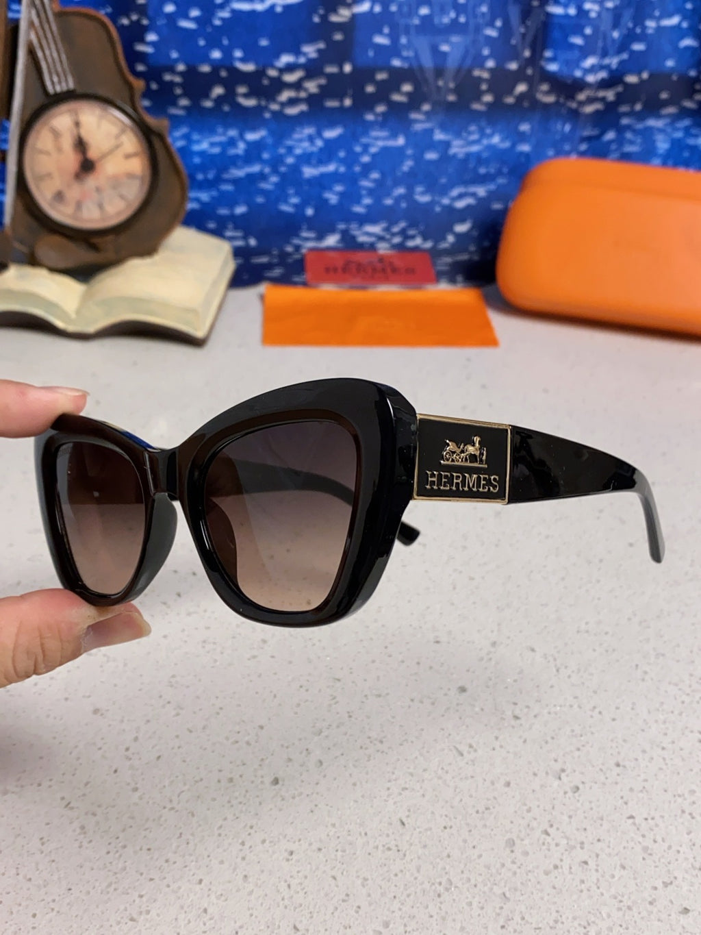 Hermès Cat-Eye Silver Lens Sunglasses for Men & Women - detail image 6