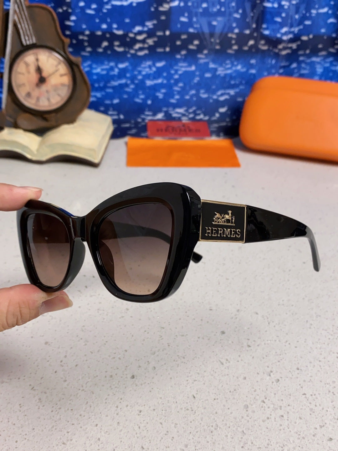Hermès Cat-Eye Silver Lens Sunglasses for Men & Women - detail image 6