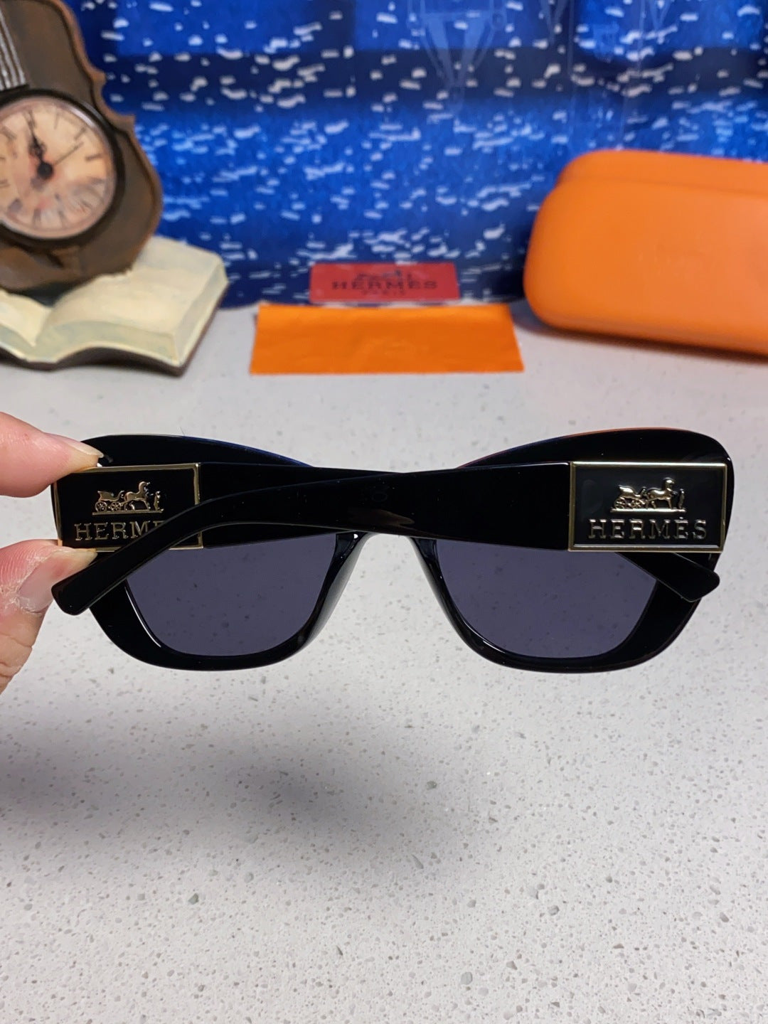 Hermès Cat-Eye Black Lens Sunglasses for Men & Women - detail image 5