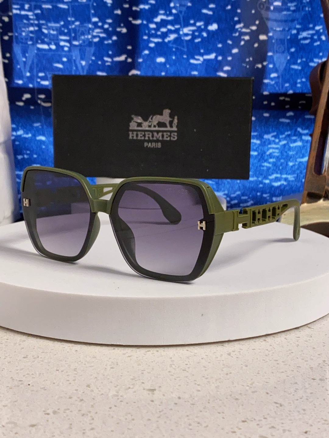 Hermès Polarized Round Silver Lens Sunglasses for Women