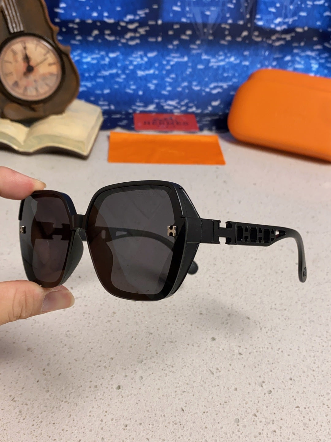 Hermès Polarized Round Black Lens Sunglasses for Women - detail image 6