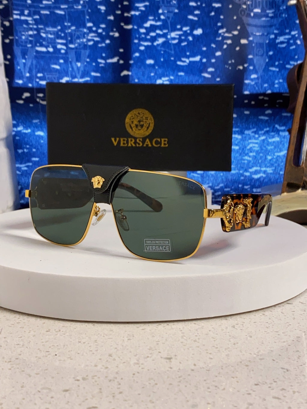 Versace Metal Square Silver Lens Sunglasses for Men & Women