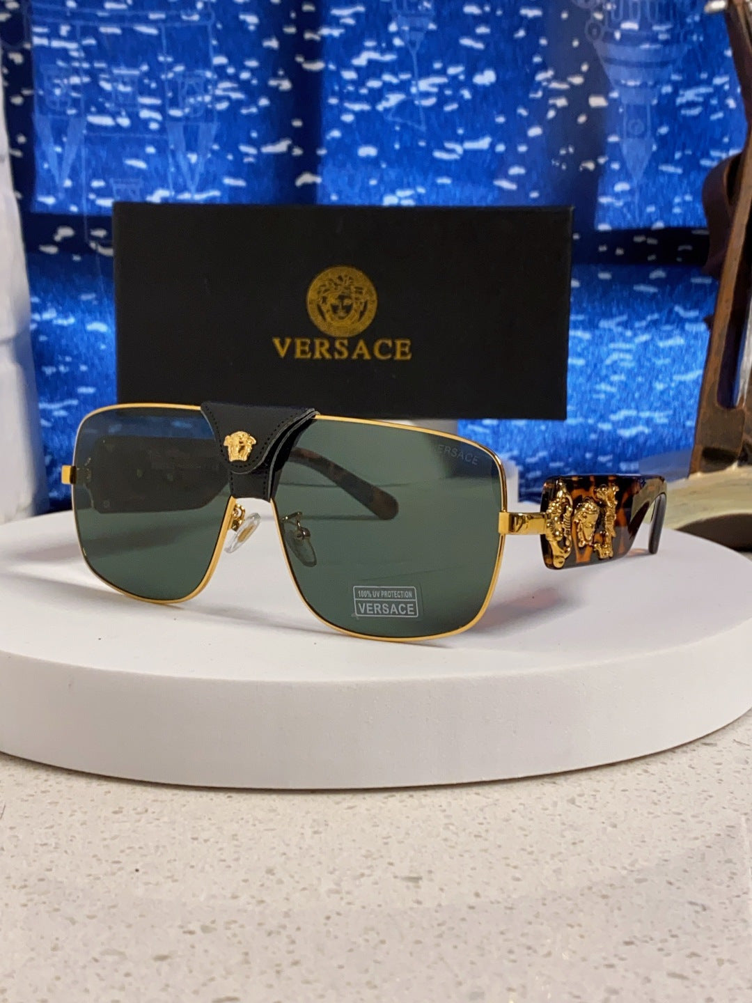 Versace Metal Square Silver Lens Sunglasses for Men & Women