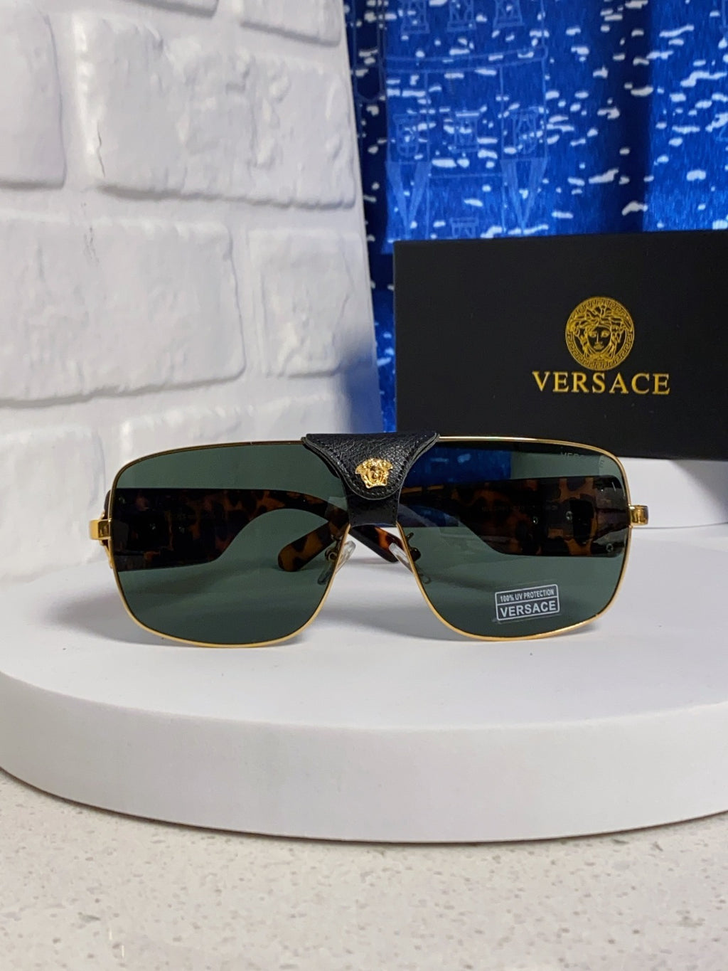 Versace Metal Square Black Lens Sunglasses for Men & Women - 358820