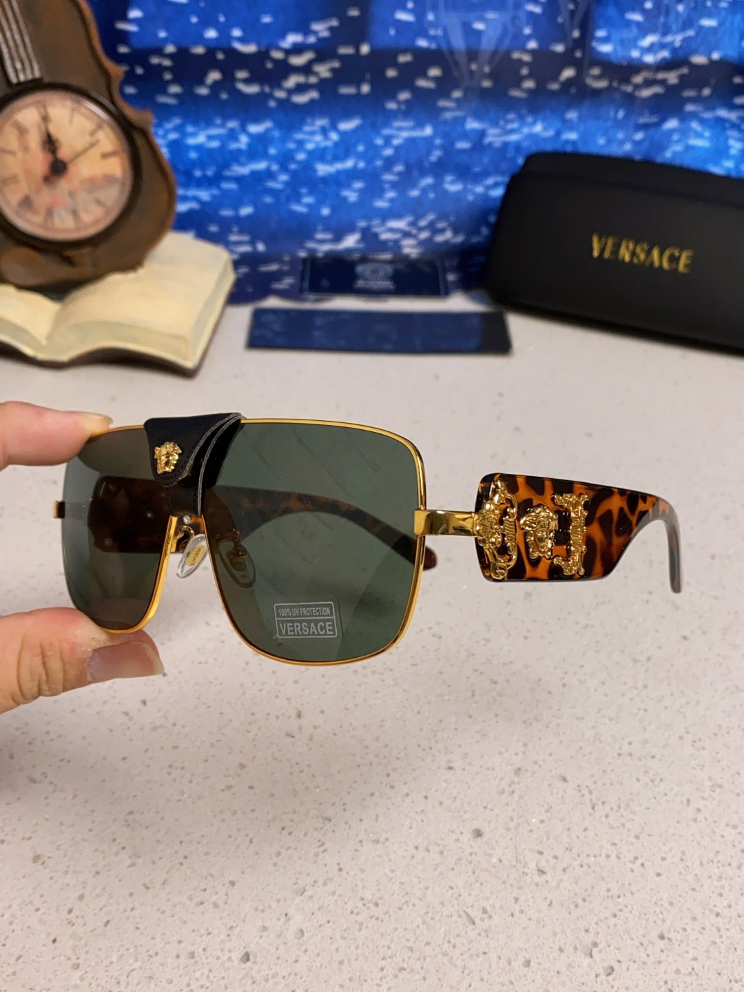 Versace Metal Square Silver Lens Sunglasses for Men & Women - detail image 6