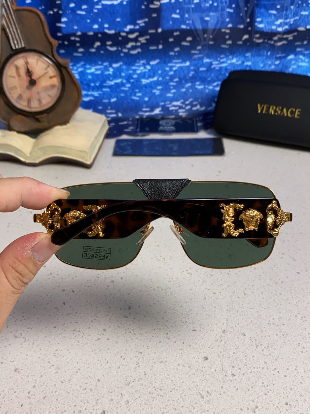 Versace Metal Square Silver Lens Sunglasses for Men & Women - detail image 5