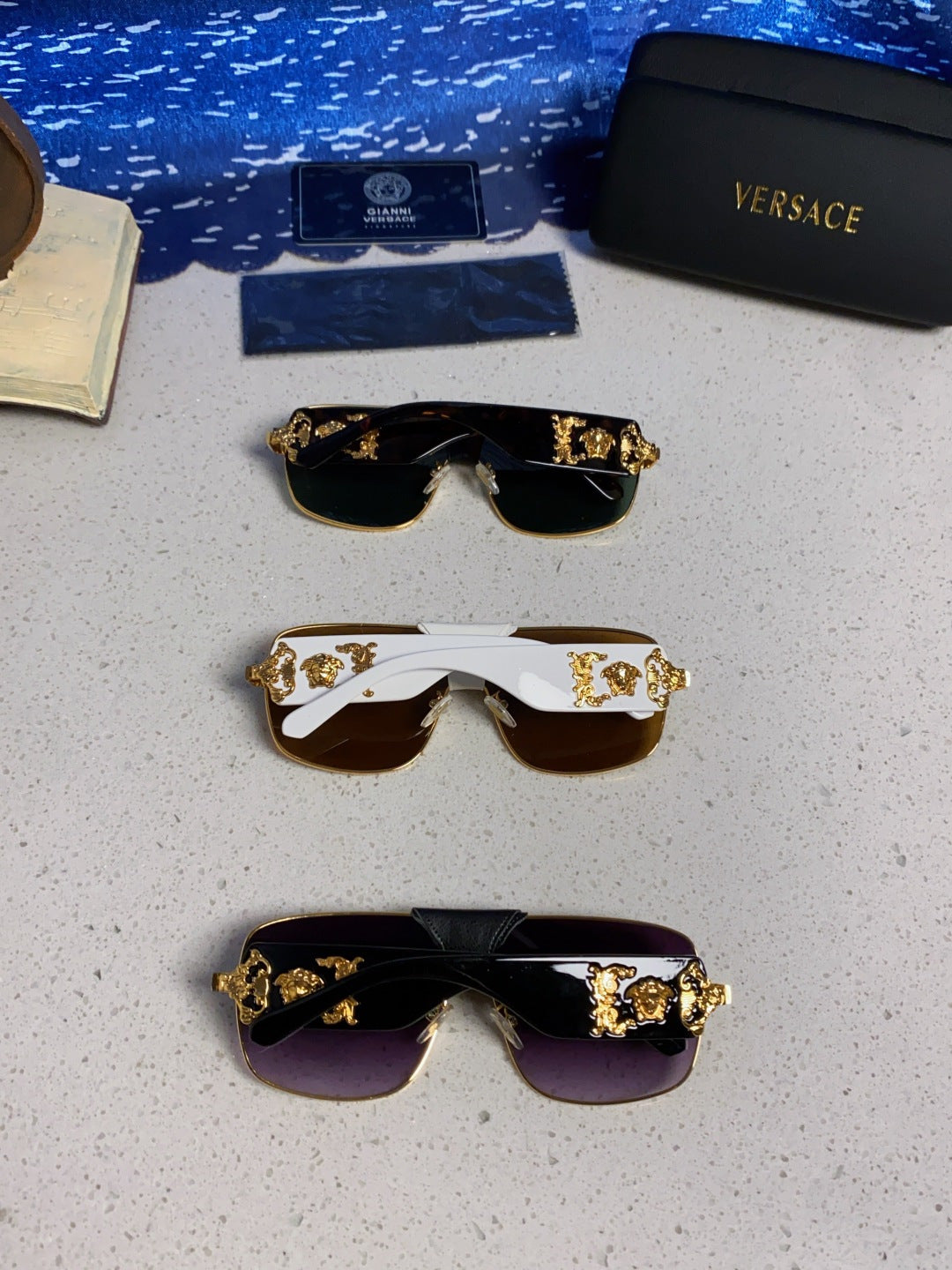 Versace Metal Square Silver Lens Sunglasses for Men & Women - detail image 11