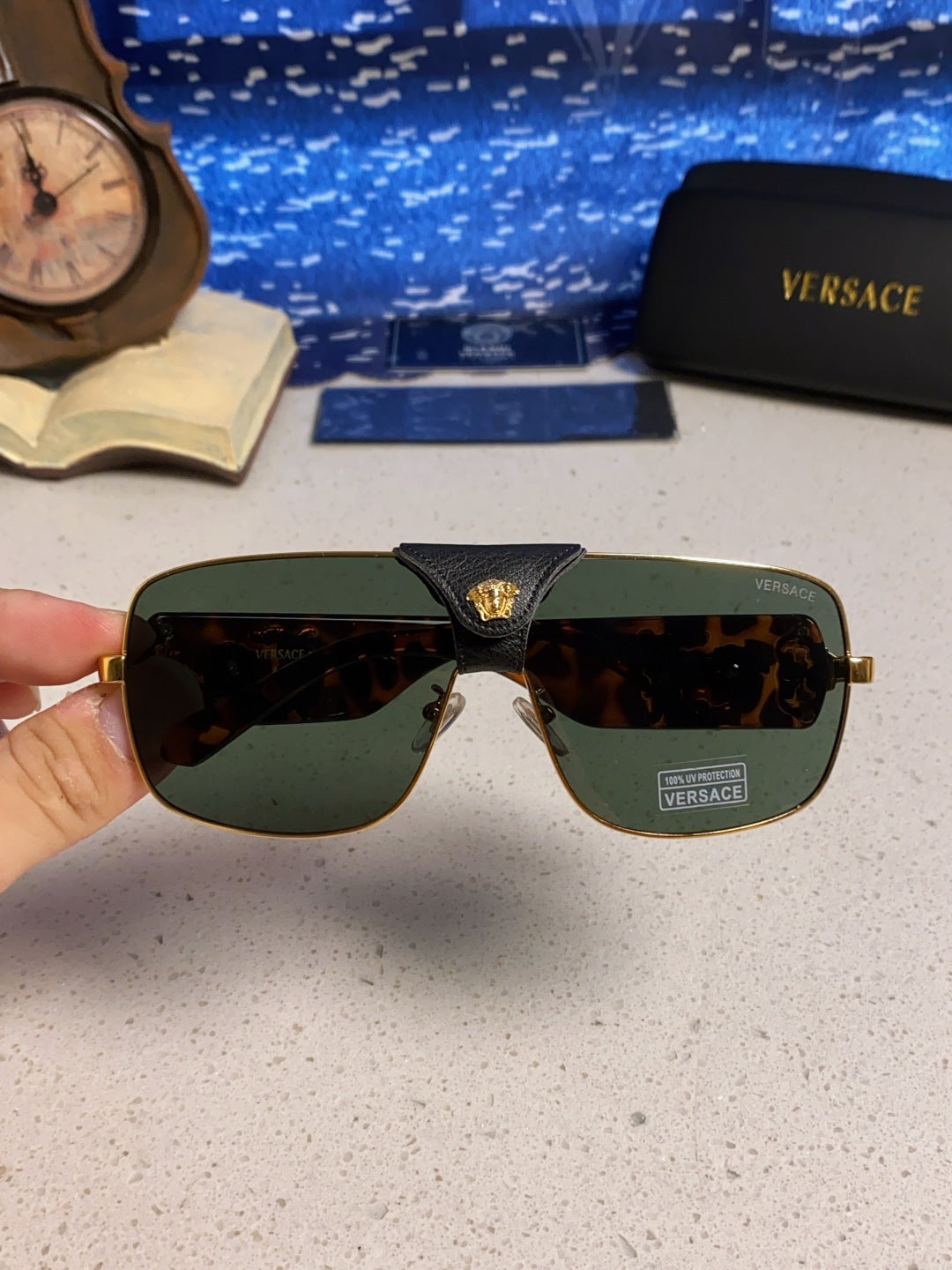 Versace Metal Square Silver Lens Sunglasses for Men & Women - detail image 4