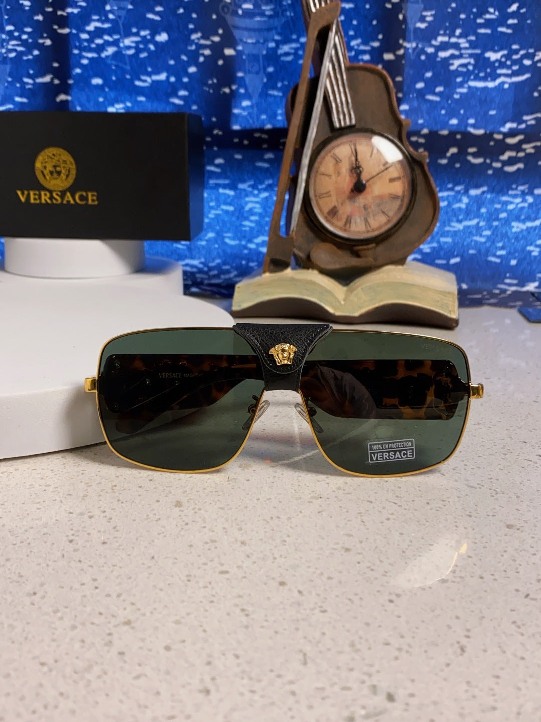 Versace Metal Square Silver Lens Sunglasses for Men & Women - detail image 9