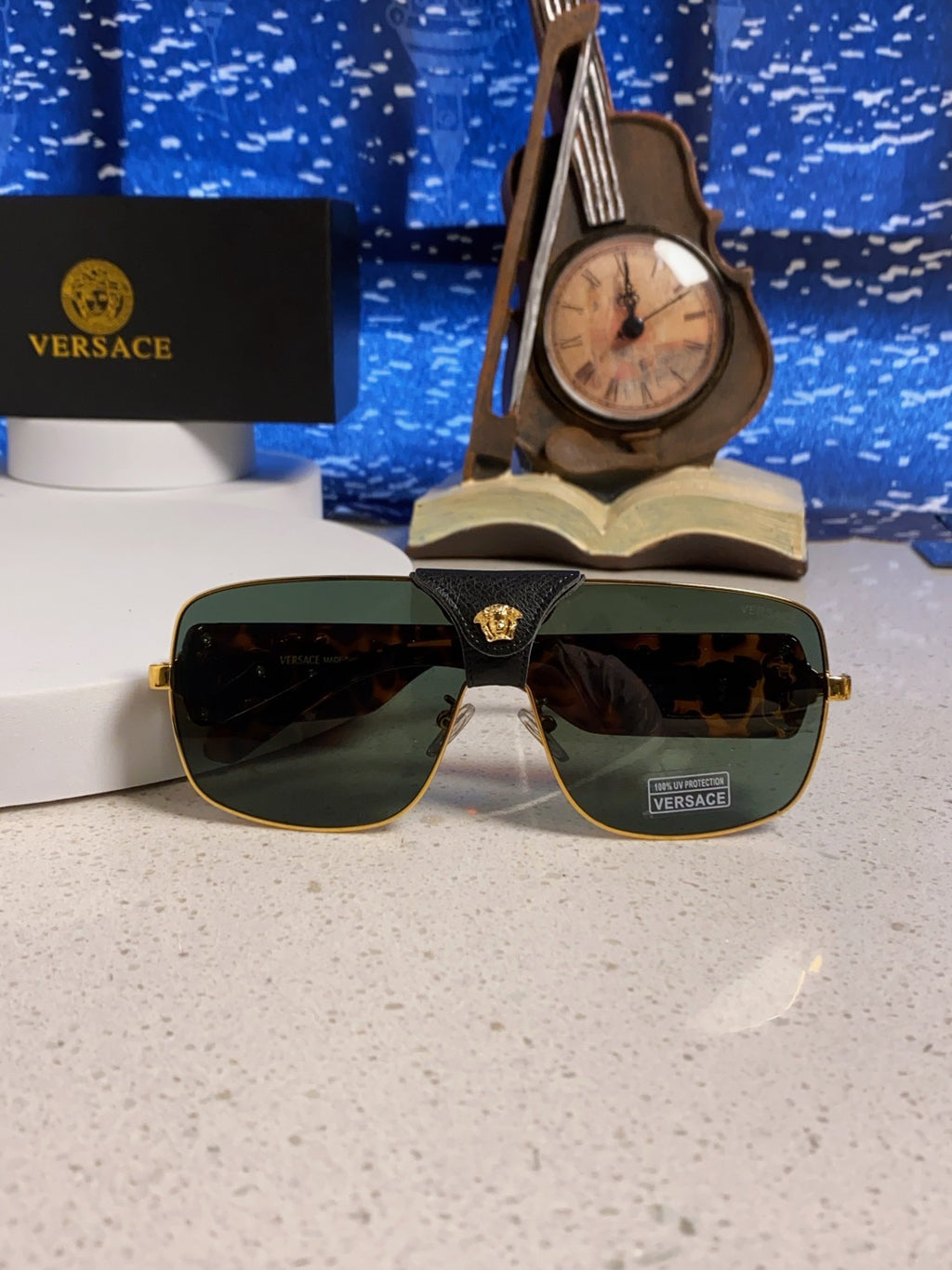 Versace Metal Square Black Lens Sunglasses for Men & Women - 358820 - detail image 8
