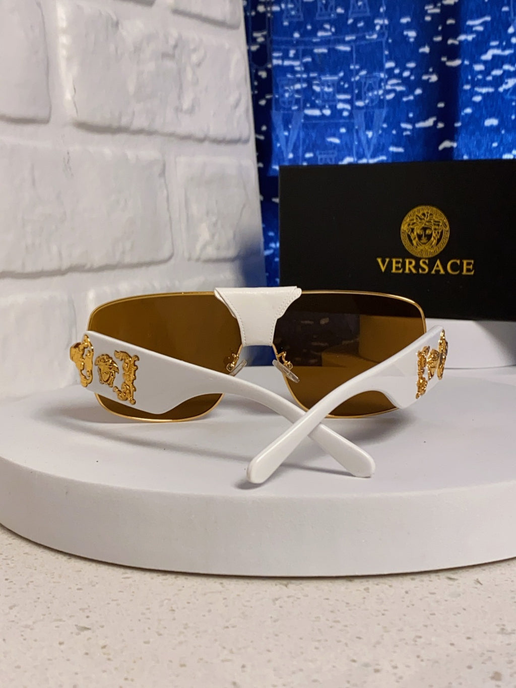 Versace Metal Square Brown Lens Sunglasses for Men & Women - detail image 3