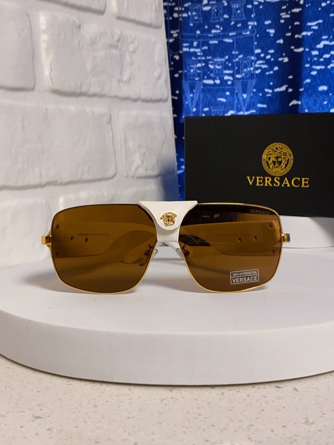 Versace Metal Square Brown Lens Sunglasses for Men & Women - 358821 - detail image 2