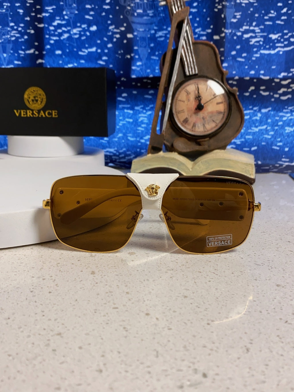 Versace Metal Square Brown Lens Sunglasses for Men & Women - detail image 9