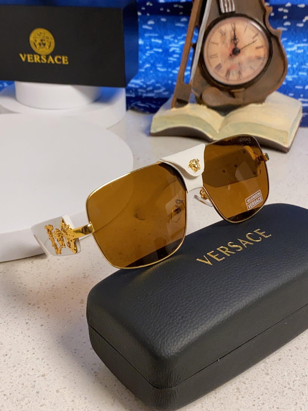 Versace Metal Square Brown Lens Sunglasses for Men & Women - detail image 10
