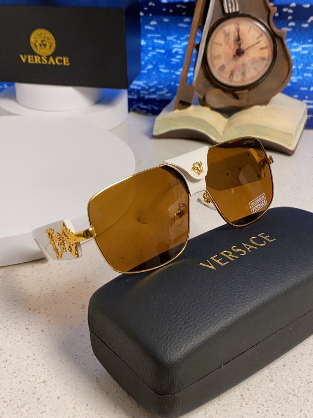 Versace Metal Square Brown Lens Sunglasses for Men & Women - detail image 10
