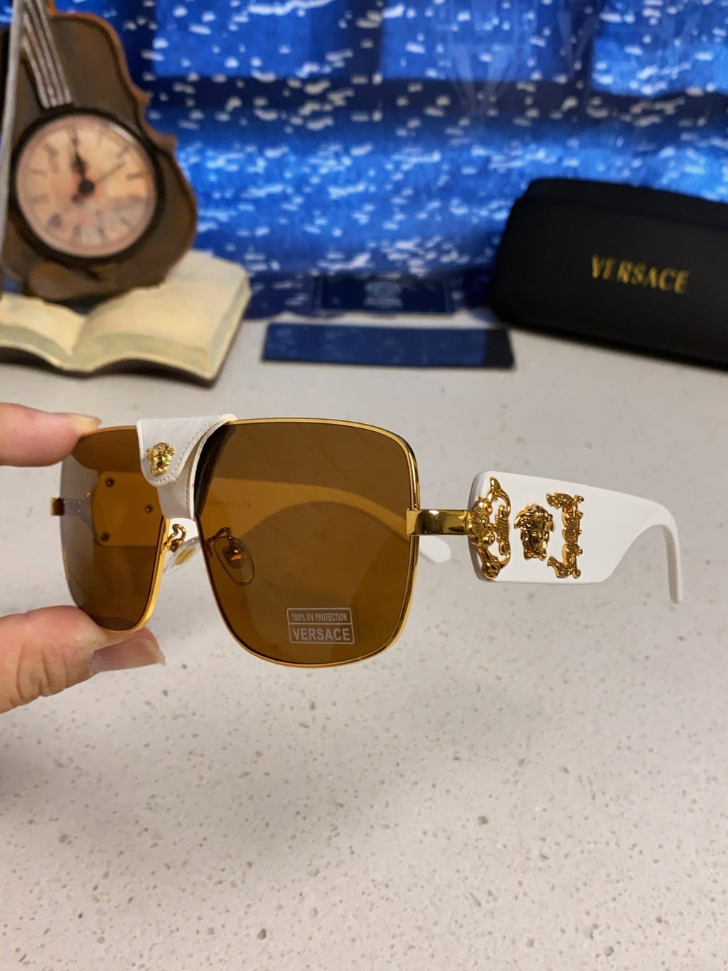 Versace Metal Square Brown Lens Sunglasses for Men & Women - detail image 6