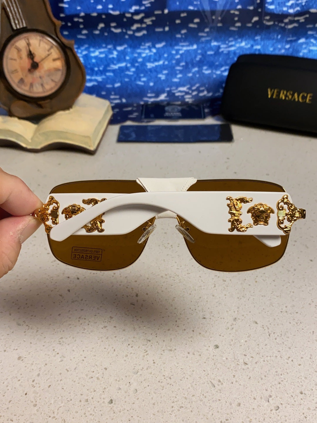Versace Metal Square Brown Lens Sunglasses for Men & Women - detail image 5