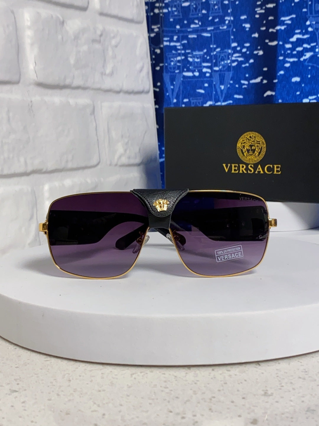 Versace Metal Square Purple Lens Sunglasses for Men & Women - detail image 2