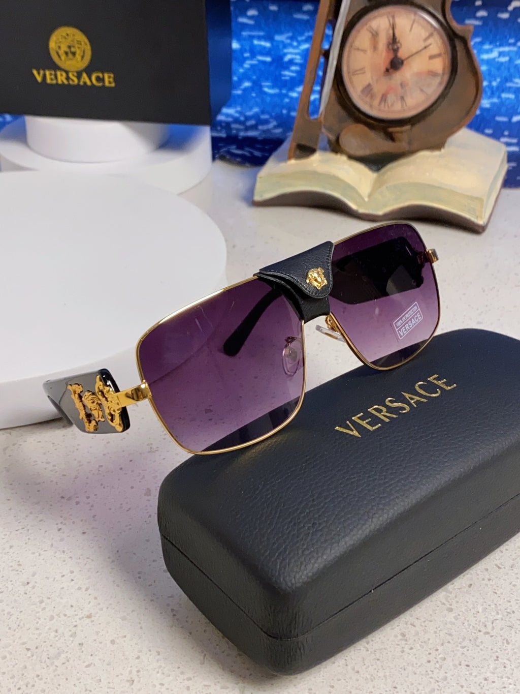 Versace Metal Square Purple Lens Sunglasses for Men & Women - 358822 - detail image 10