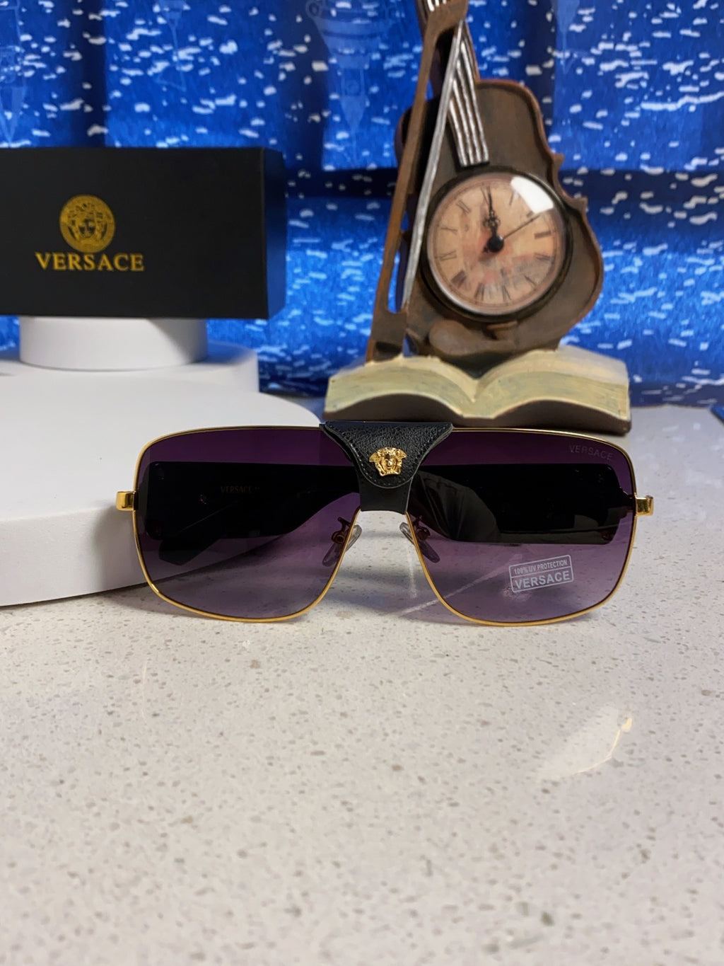 Versace Metal Square Purple Lens Sunglasses for Men & Women - 358822 - detail image 9