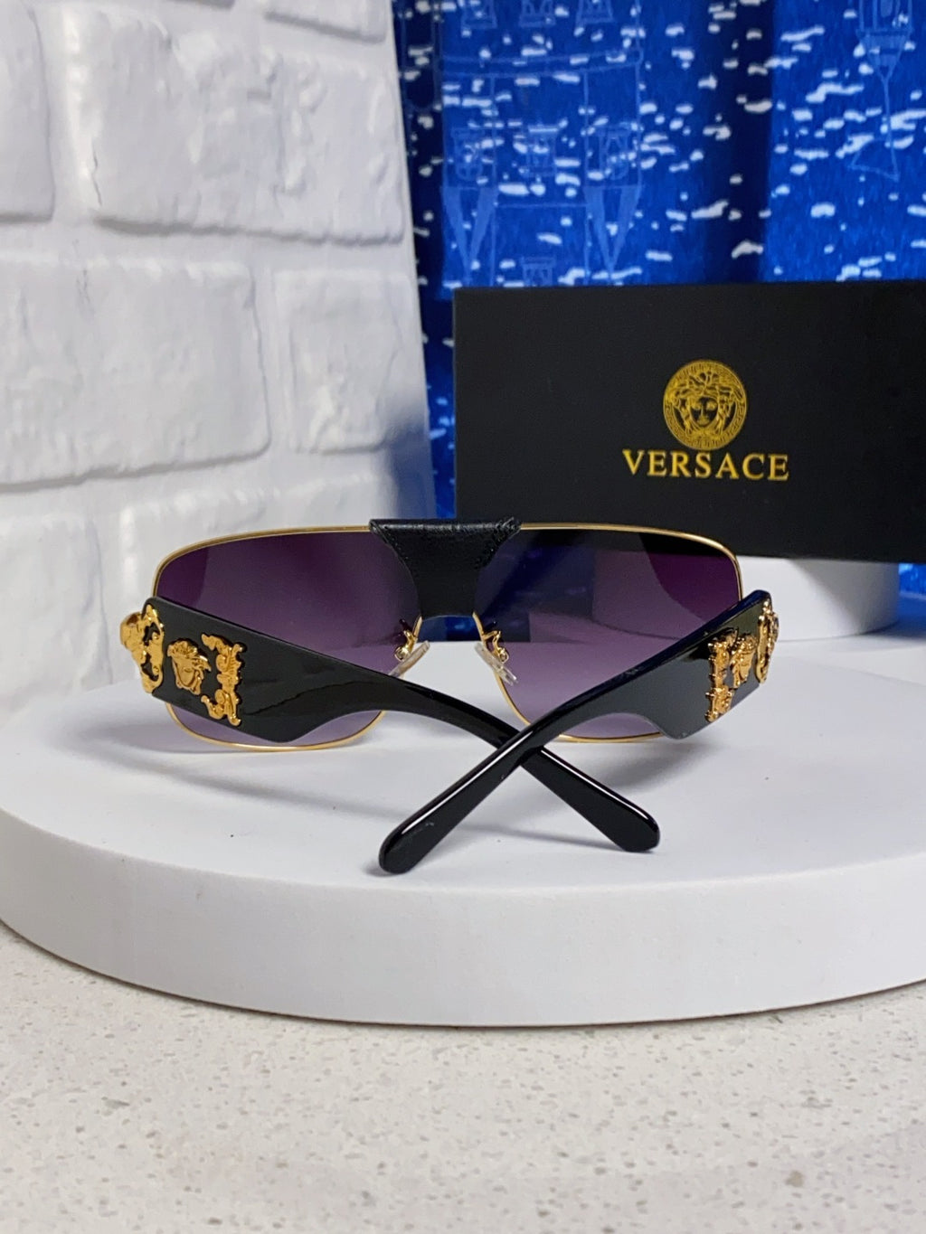 Versace Metal Square Purple Lens Sunglasses for Men & Women - detail image 3