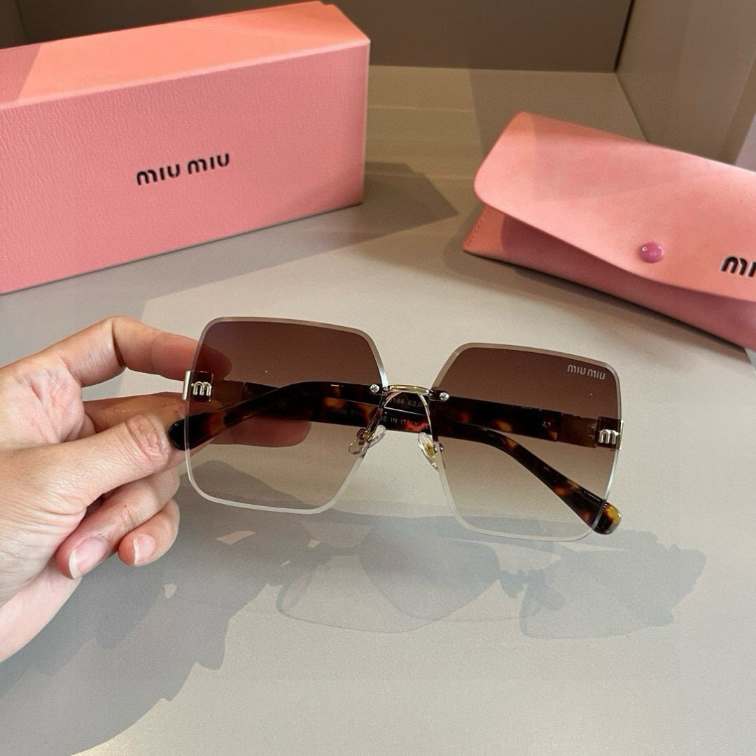 Miu Miu Lightweight Rimless Brown Lens Sunglasses for Women - detail image 6